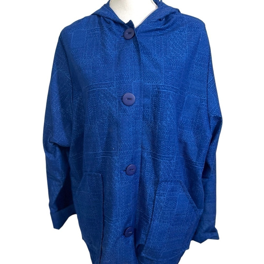 Maralyce Ferree Windbreaker Jacket Blue Hood Pockets Made in Maine